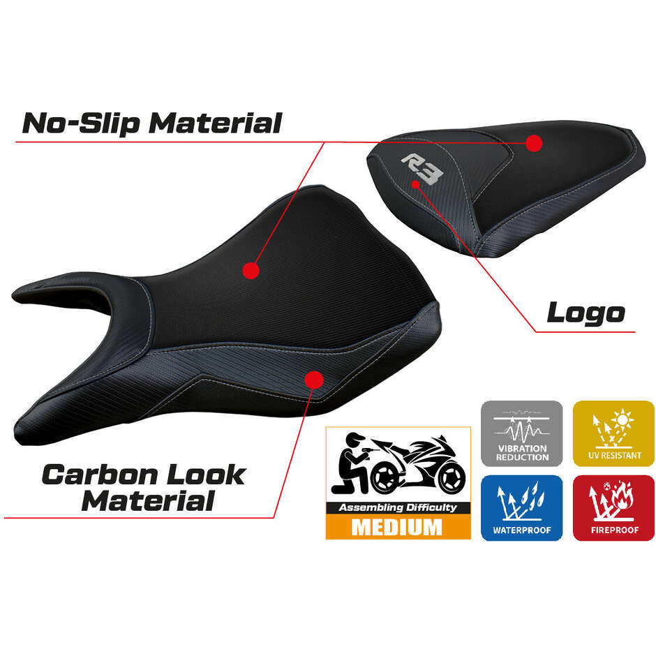 Housse de selle TPZ Italia spécifique pour Yamaha R3 2015-2024, modèle Jesolo