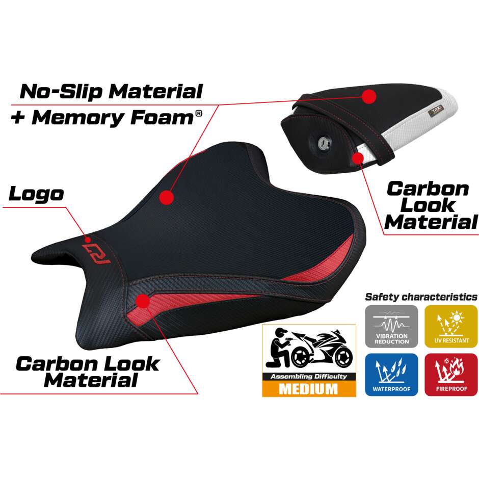 Housse de selle TPZ Italia spécifique pour Yamaha R7 (modèles 2021-2025) avec système Thera Comfort