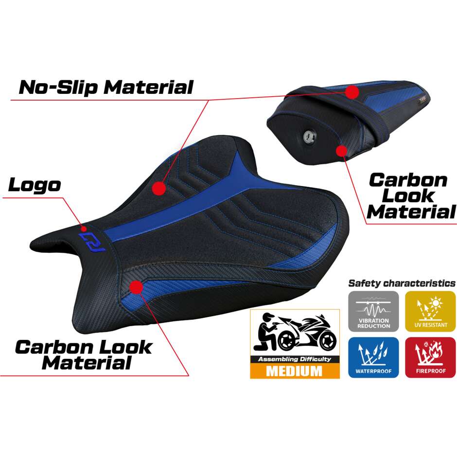 Housse de selle TPZ Italia spécifique pour Yamaha R7 (modèles 2021-2025) Thera Ultragrip