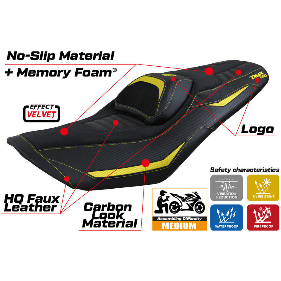 Housse de selle TPZ Italia spécifique pour Yamaha T-Max 560 2022-2025, modèle Kiko Comfort System