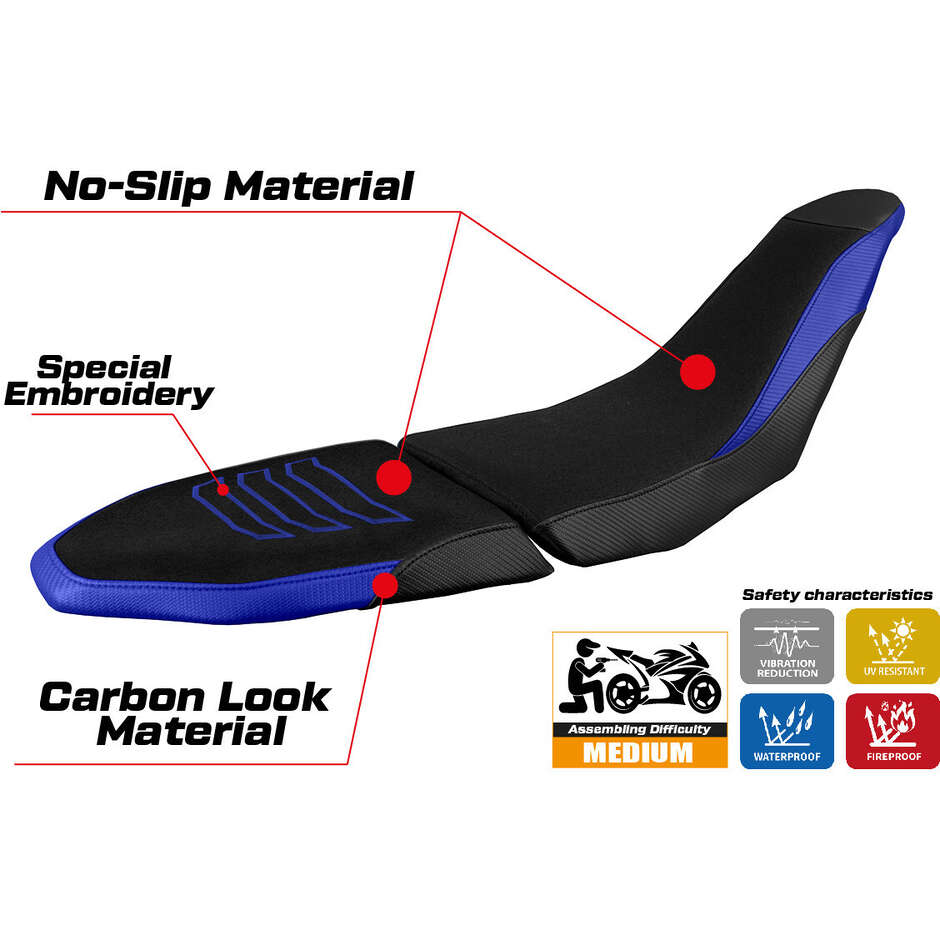 Housse de selle TPZ Italia spécifique pour Yamaha Tenere 700 Raid (modèles 2022-2025), Sendai Ultragrip