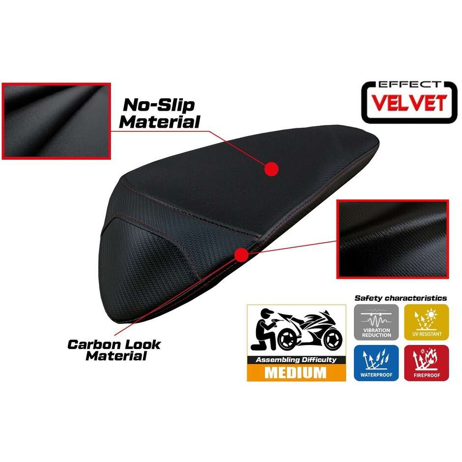 Housse de siège TPZ Italia spécifique pour Aprilia Tuono V4 2011-2020 modèle Pass Tuono Velvet