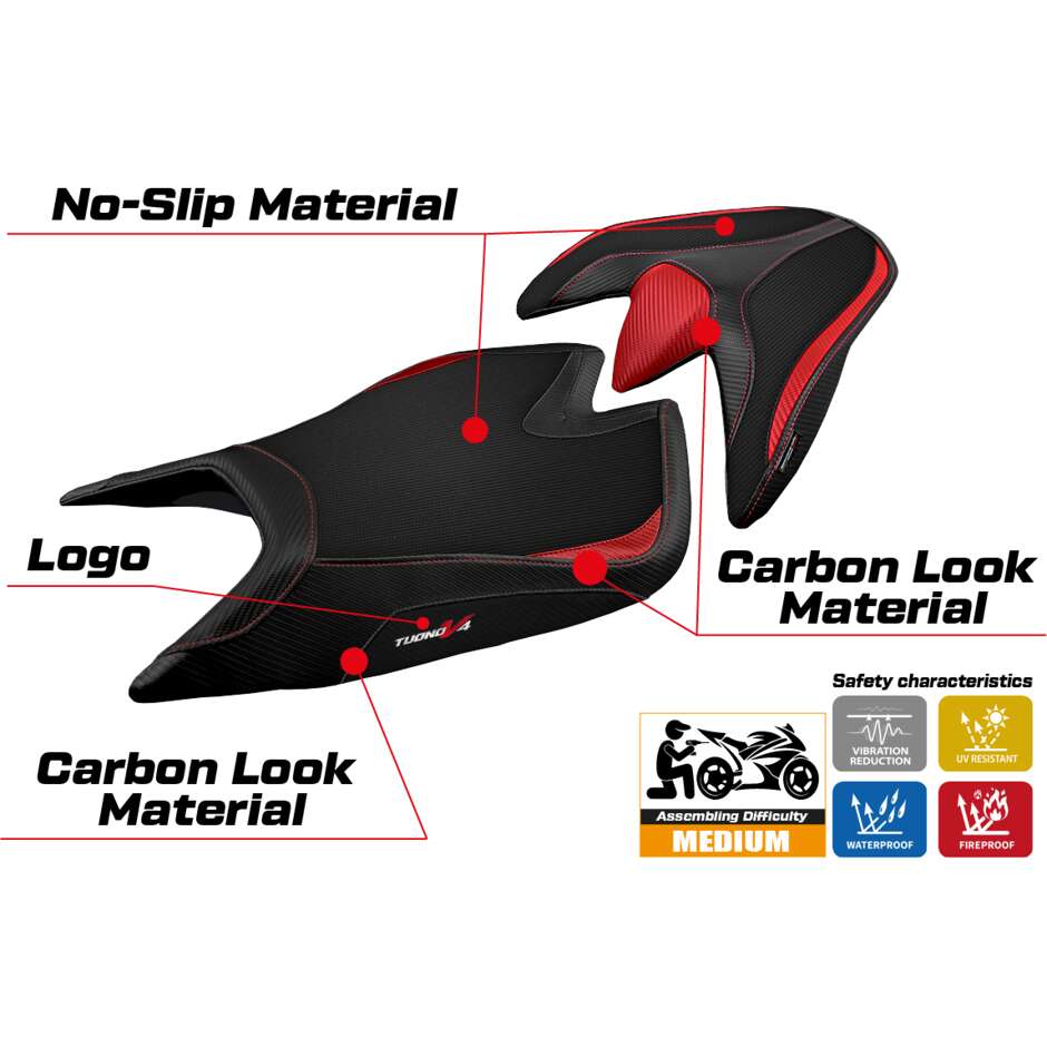 Housse de siège TPZ Italia spécifique pour Aprilia Tuono V4 2021-2025 modèle Zuera