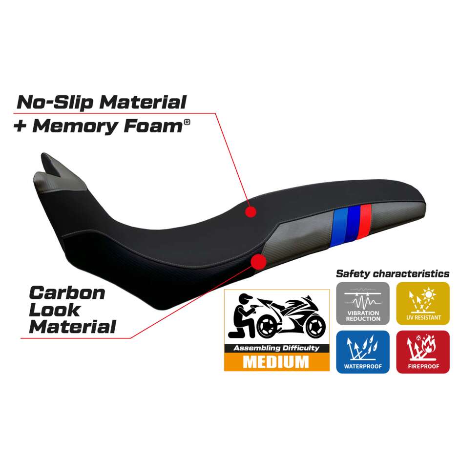 Housse de siège TPZ Italia spécifique pour BMW F 700/800 GS (modèles 2008-2018) - Système de confort Barone Anniversary