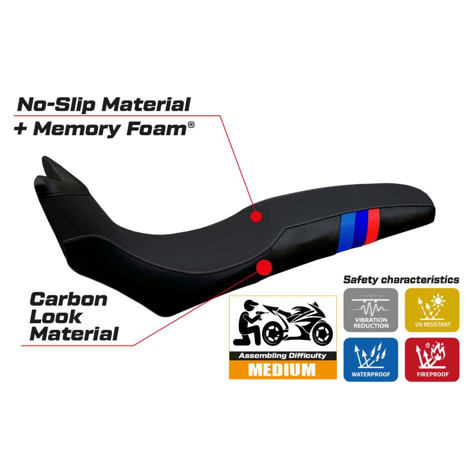 Housse de siège TPZ Italia spécifique pour BMW F 700/800 GS (modèles 2008-2018) - Système de confort Barone Anniversary