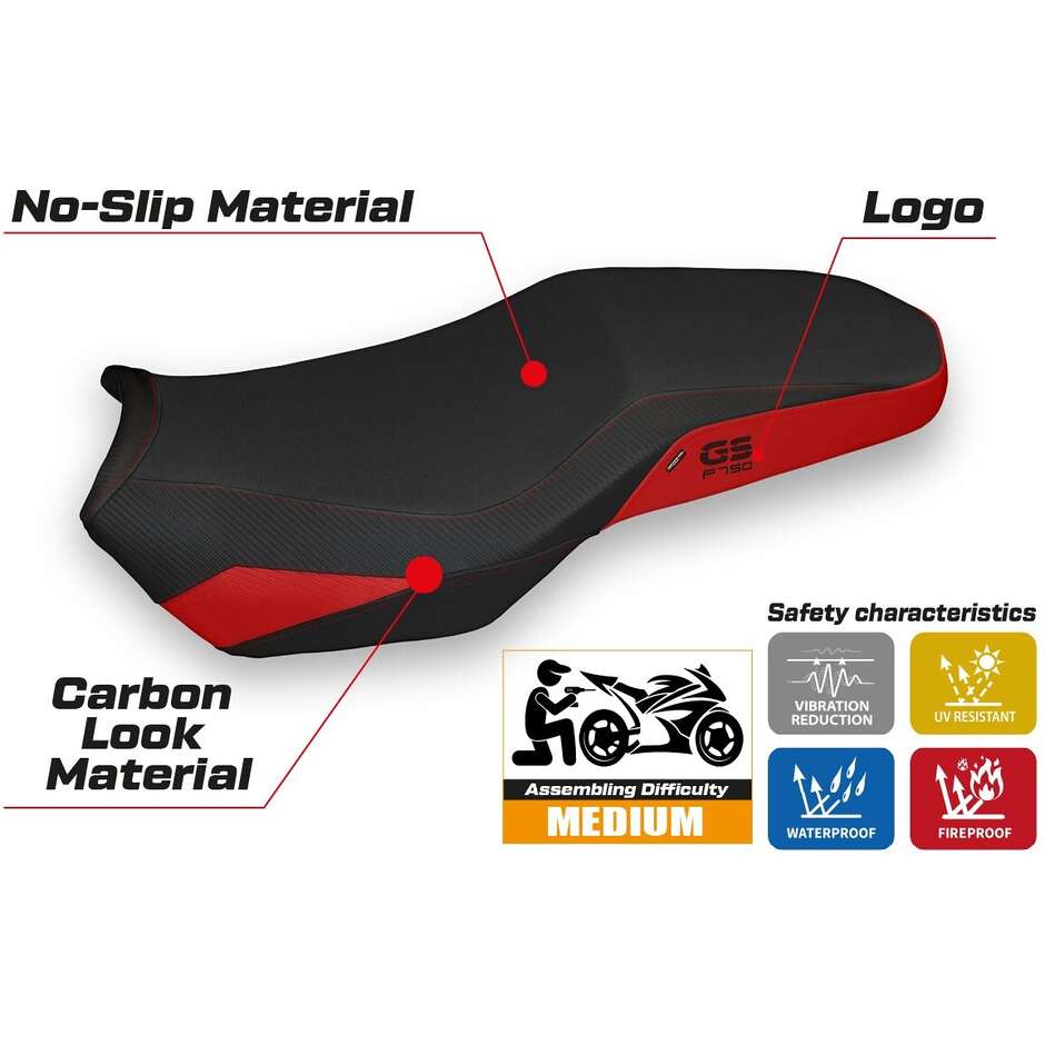 Housse de siège TPZ Italia spécifique pour BMW F 750-800-850 GS (modèles 2018-2025), coloris Marsh 3