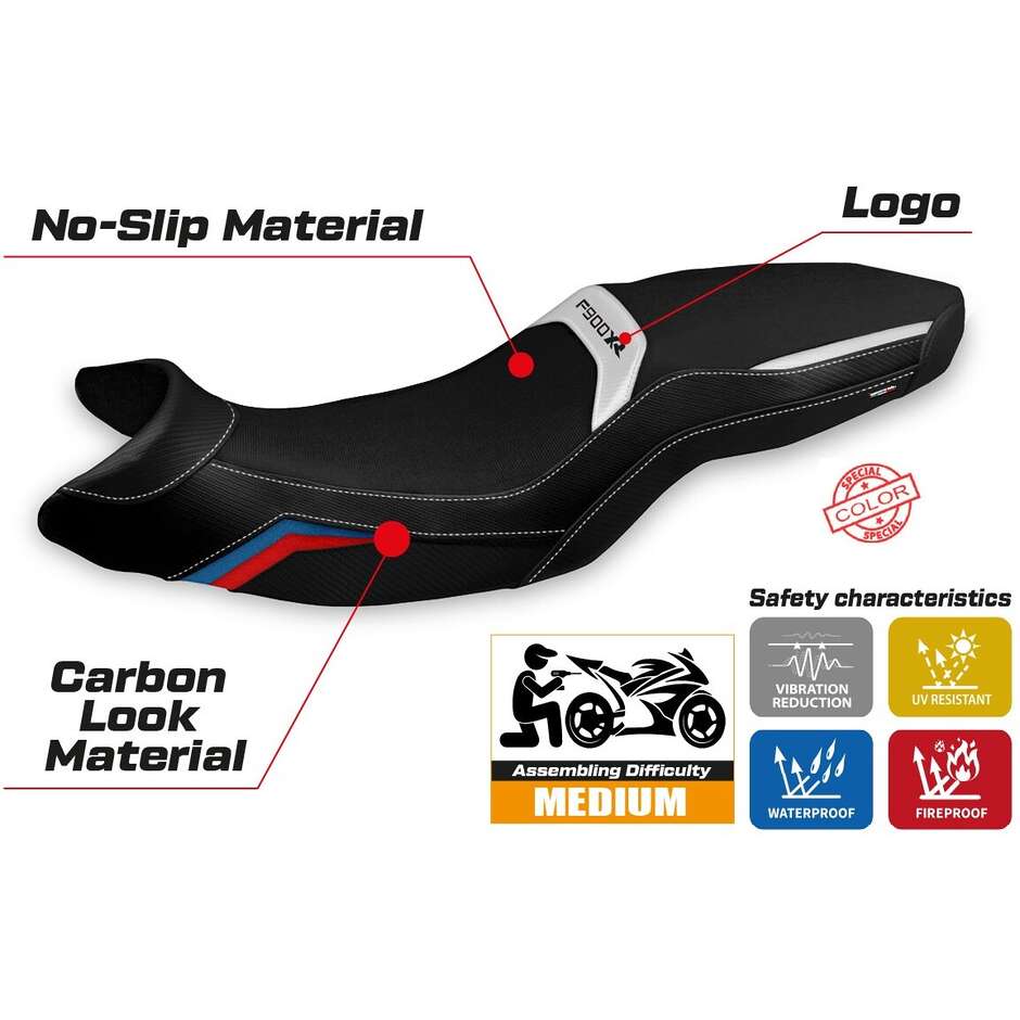 Housse de siège TPZ Italia spécifique pour BMW F 900 XR (modèles 2019-2025), coloris Arima spécial