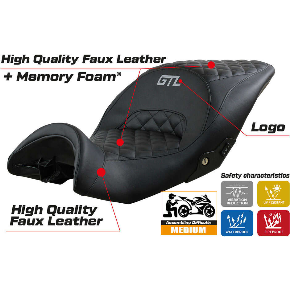 Housse de siège TPZ Italia spécifique pour BMW K 1600 GTL (modèles 2010-2025) - Système de confort Diamond