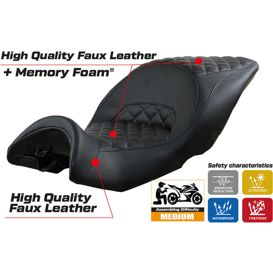 Housse de siège TPZ Italia spécifique pour BMW K 1600 GTL (modèles 2010-2025) - Système Diamond Comfort