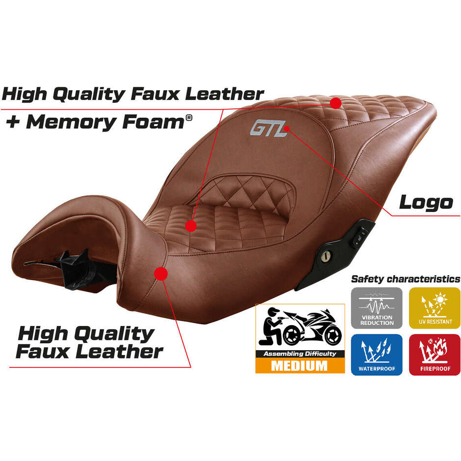 Housse de siège TPZ Italia spécifique pour BMW K 1600 GTL (modèles 2010-2025) - Système Diamond Comfort