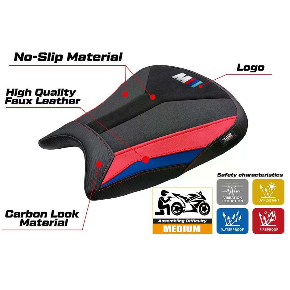 Housse de siège TPZ Italia spécifique pour BMW M 1000 RR 2023-2025, édition spéciale Melk