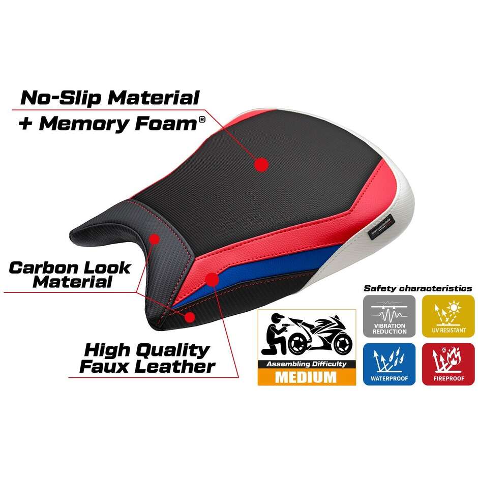 Housse de siège TPZ Italia spécifique pour BMW M 1000 RR (modèles 2023-2025) - Système de confort Melk