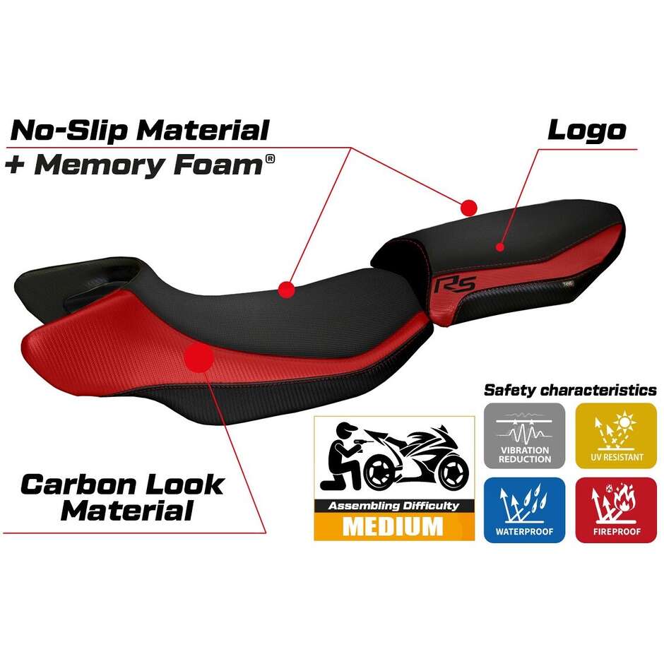 Housse de siège TPZ Italia spécifique pour BMW R 1200 RS (modèles 2015-2019), coloris Aurelia, système confort RS