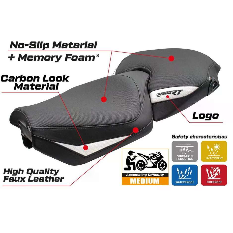 Housse de siège TPZ Italia spécifique pour BMW R 1300 RT modèle 2025, système de confort Bethel