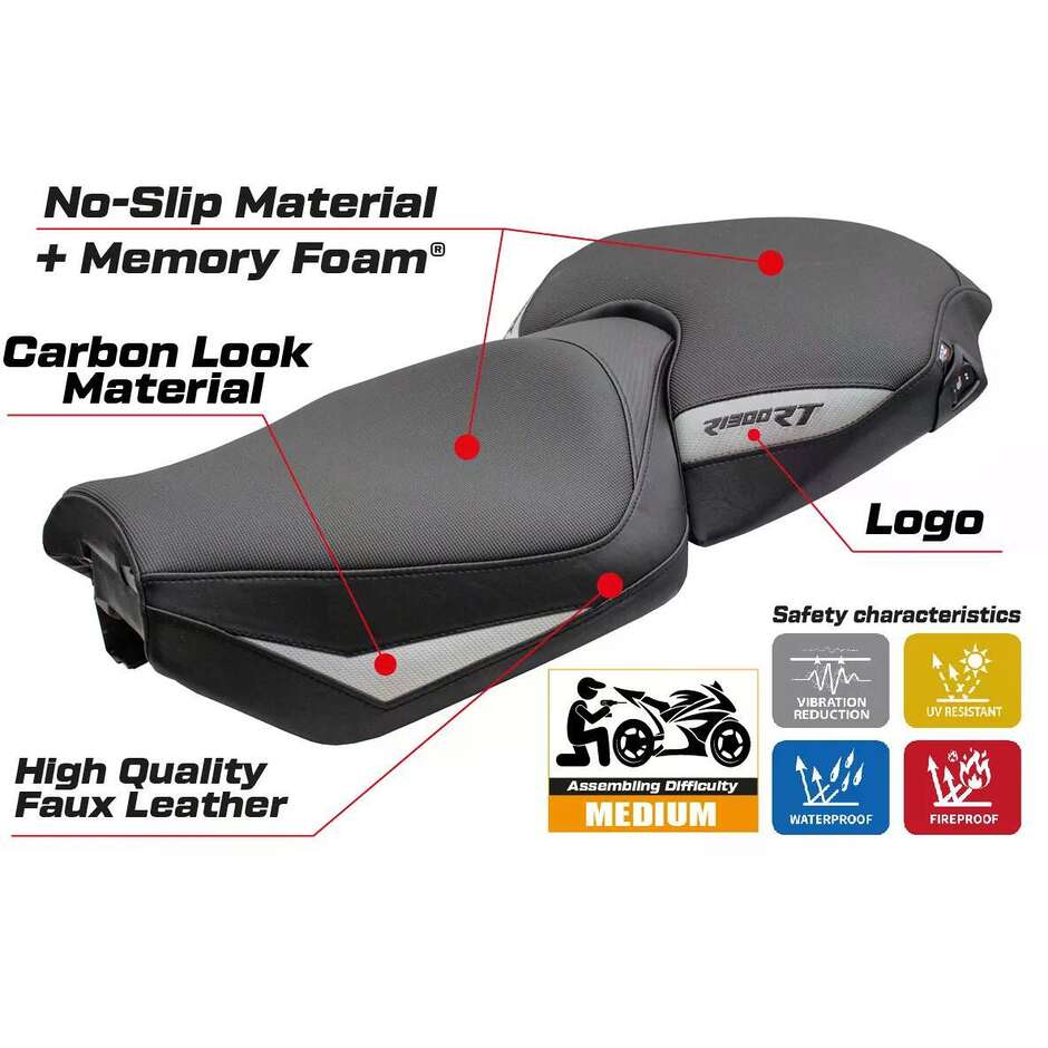 Housse de siège TPZ Italia spécifique pour BMW R 1300 RT modèle 2025, système de confort Bethel