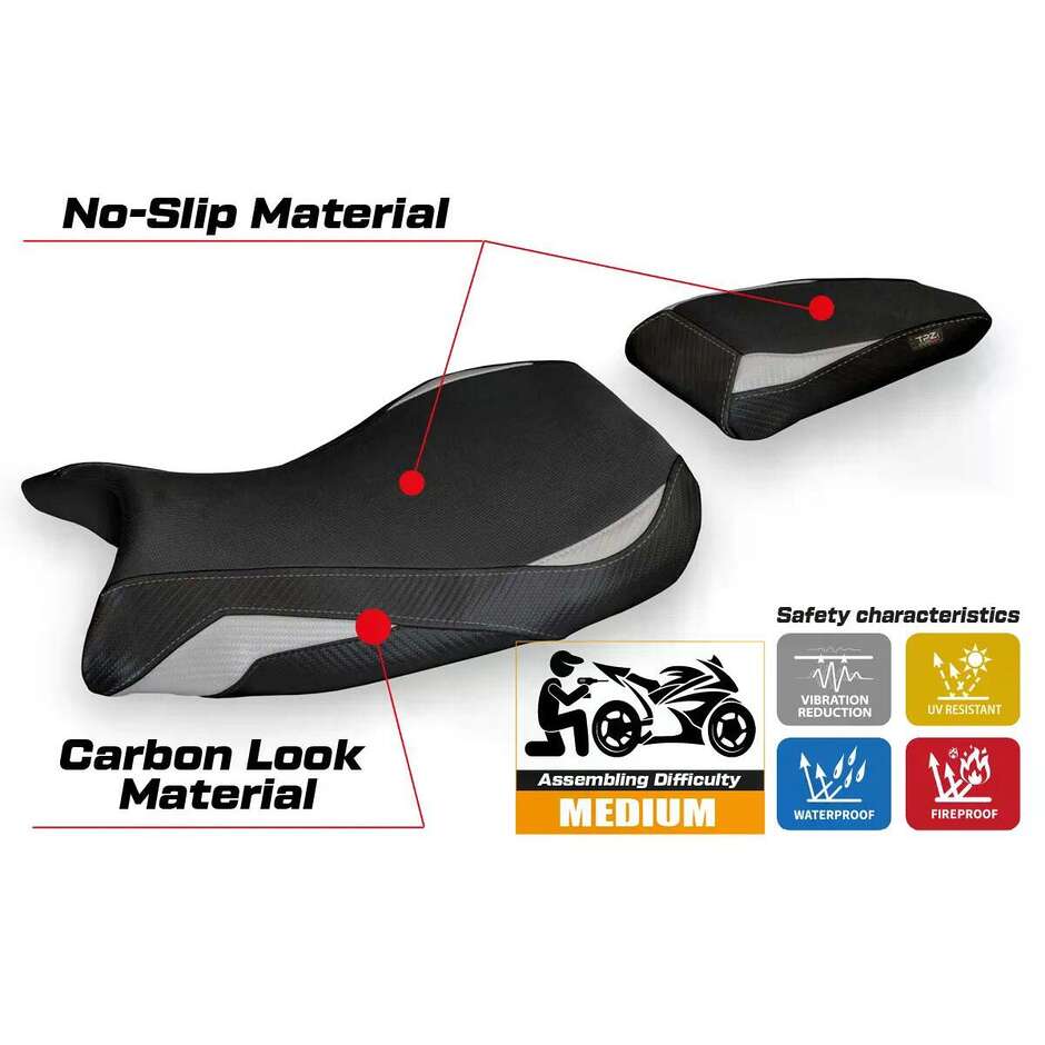 Housse de siège TPZ Italia spécifique pour BMW S 1000 R 2021-2025, modèle Petra