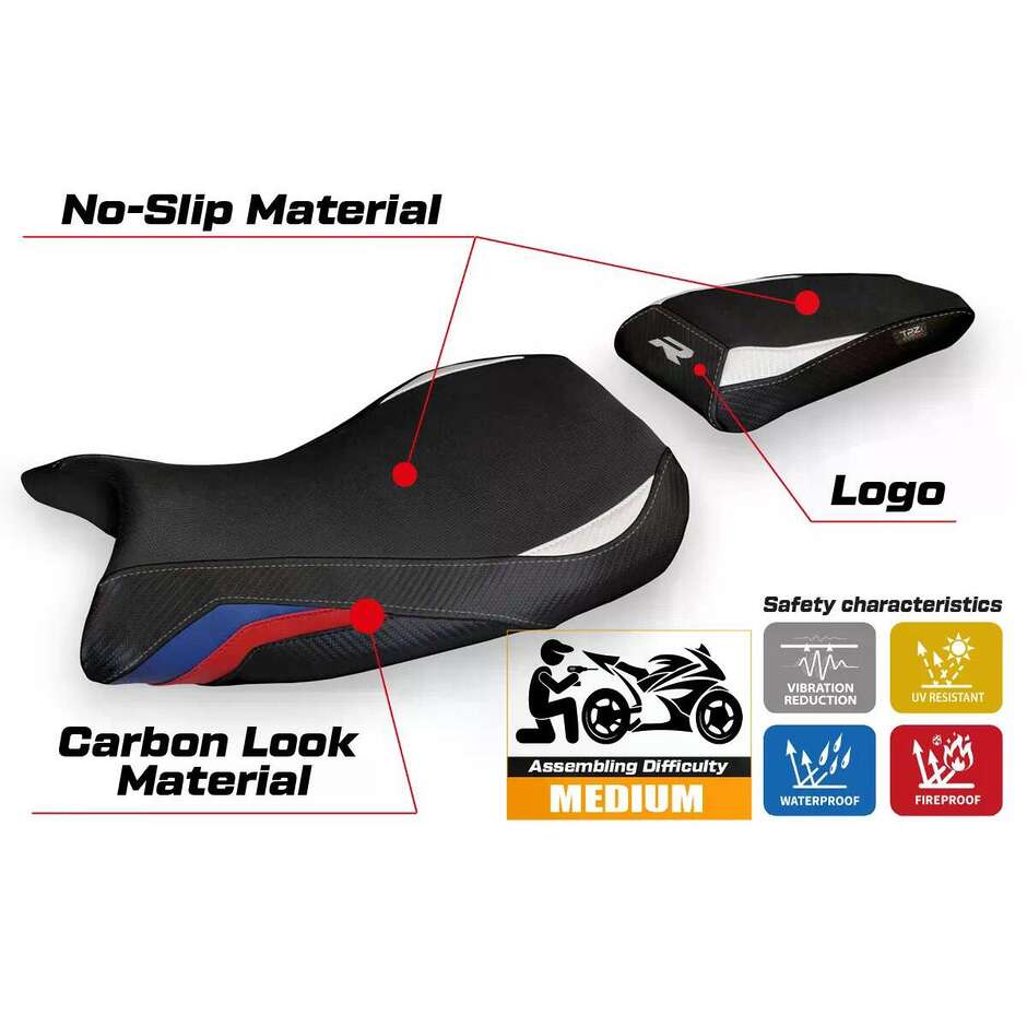 Housse de siège TPZ Italia spécifique pour BMW S 1000 R 2021-2025, modèle Petra