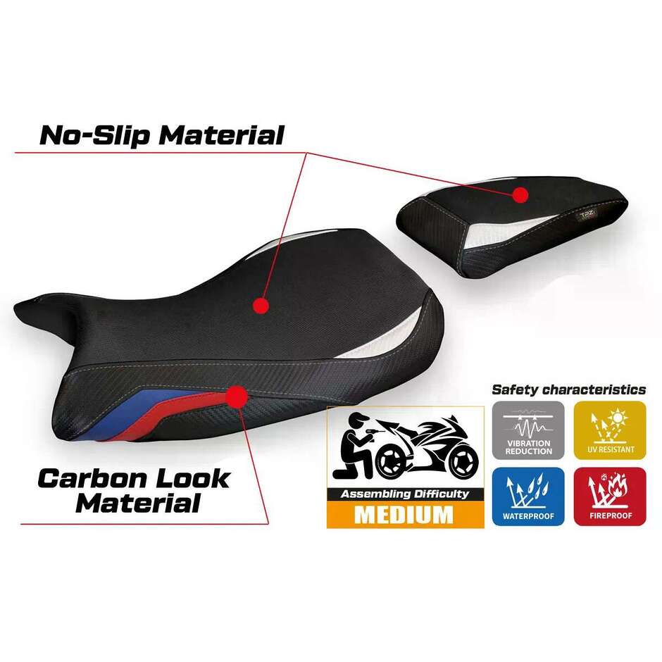Housse de siège TPZ Italia spécifique pour BMW S 1000 R 2021-2025, modèle Petra