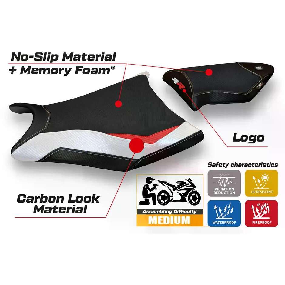 Housse de siège TPZ Italia spécifique pour BMW S 1000 RR 2009-2011, modèle Essen, couleur spéciale, système confort