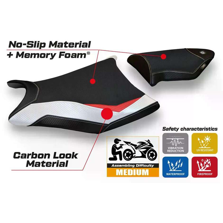 Housse de siège TPZ Italia spécifique pour BMW S 1000 RR 2009-2011, modèle Essen, couleur spéciale, système confort