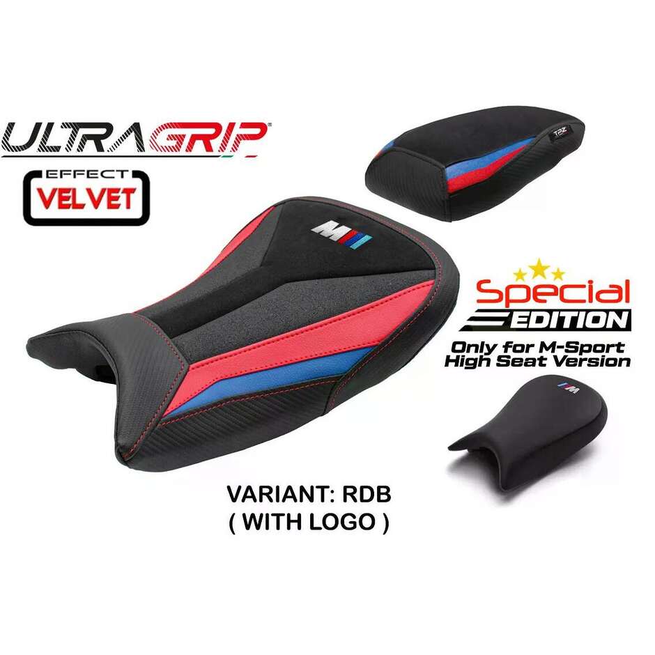 Housse de siège TPZ Italia spécifique pour BMW S 1000 RR 2019-2025 Édition Spéciale MSport Velours
