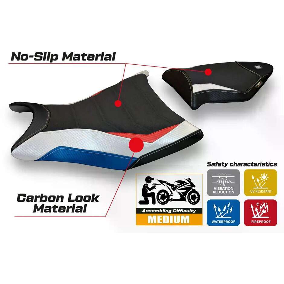 Housse de siège TPZ Italia spécifique pour BMW S 1000 RR (modèles 2009-2011), coloris Giuba Special Ultragrip