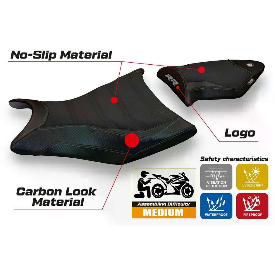 Housse de siège TPZ Italia spécifique pour BMW S 1000 RR (modèles 2009-2011) Giuba 2 Ultragrip