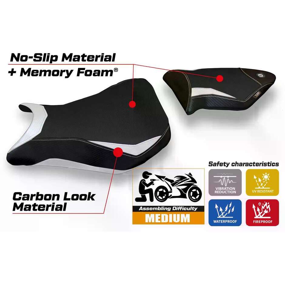 Housse de siège TPZ Italia spécifique pour BMW S 1000 RR (modèles 2012-2014) avec système de confort Dacca 2