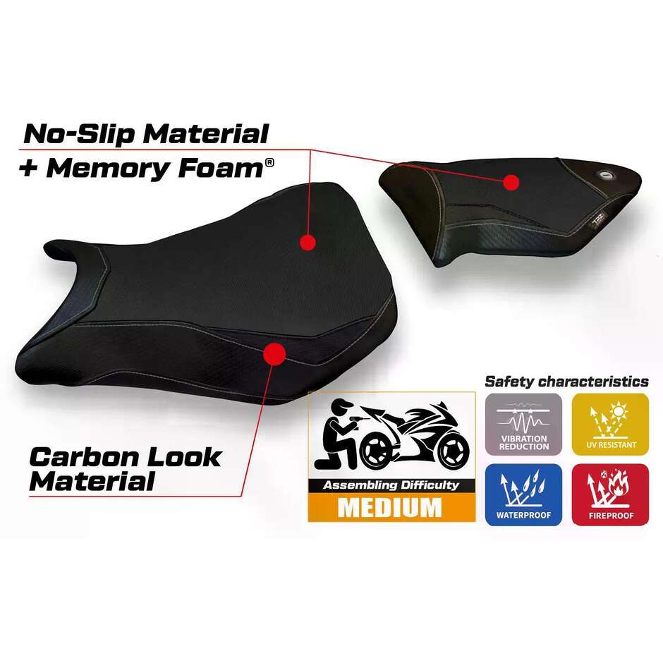 Housse de siège TPZ Italia spécifique pour BMW S 1000 RR (modèles 2012-2014) avec système de confort Dacca 2