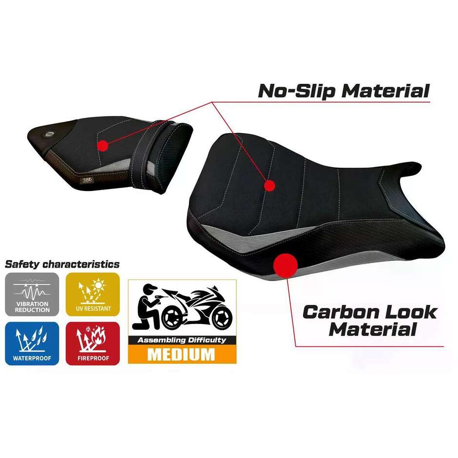 Housse de siège TPZ Italia spécifique pour BMW S 1000 RR (modèles 2015-2018) Maiori 2 Ultragrip