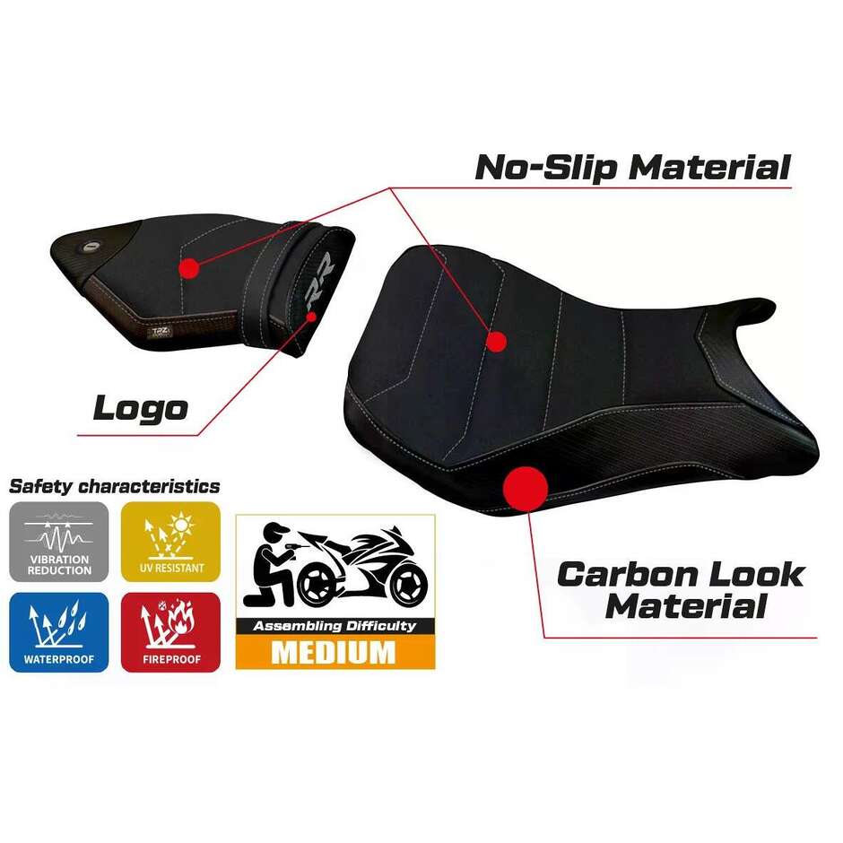 Housse de siège TPZ Italia spécifique pour BMW S 1000 RR (modèles 2015-2018) Maiori 2 Ultragrip