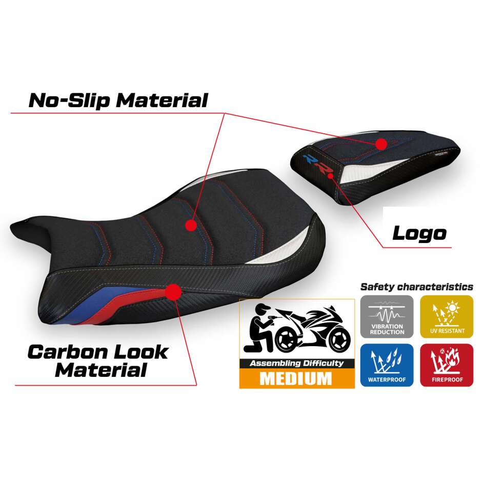 Housse de siège TPZ Italia spécifique pour BMW S 1000 RR (modèles 2019-2025) Atina 1 Ultragrip