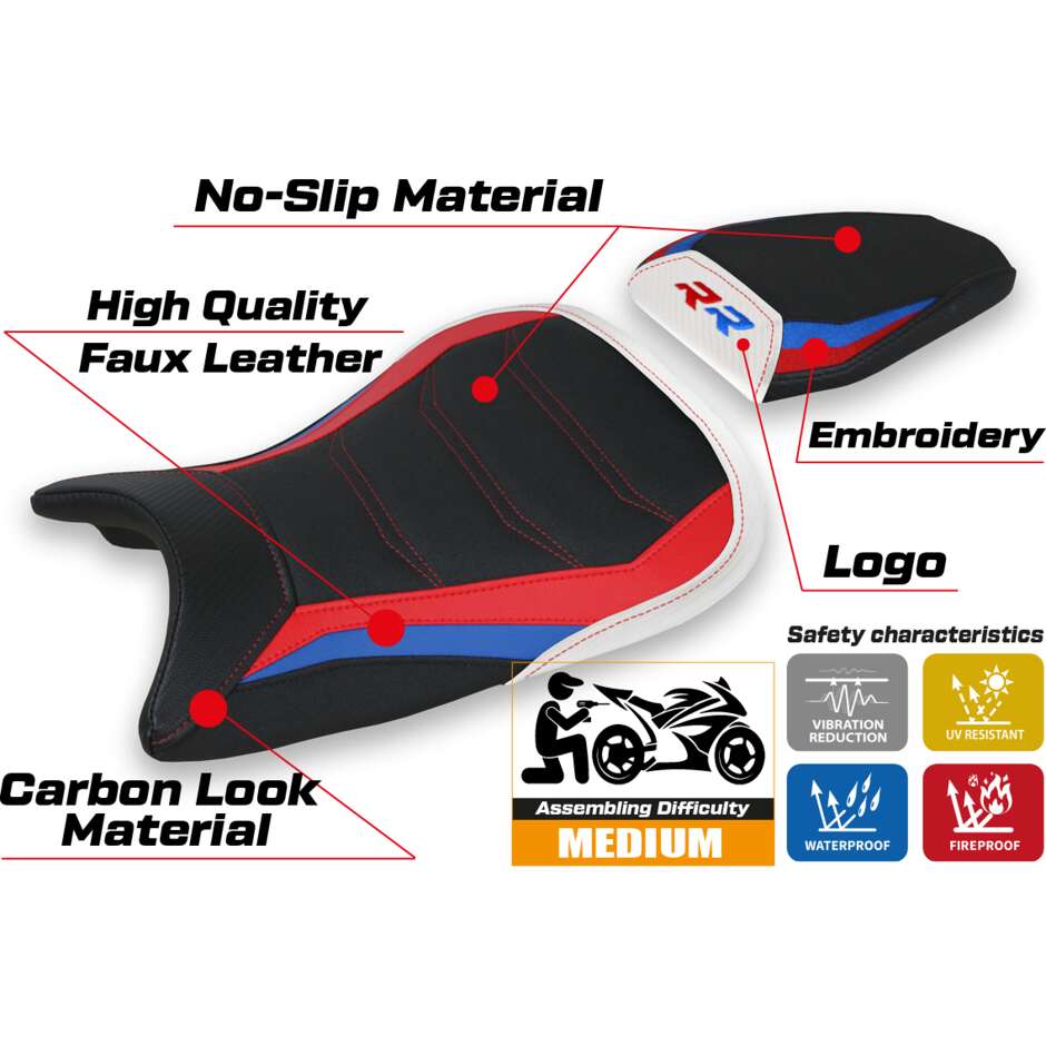 Housse de siège TPZ Italia spécifique pour BMW S 1000 RR MSport (modèles 2019-2025) Baltar Ultragrip