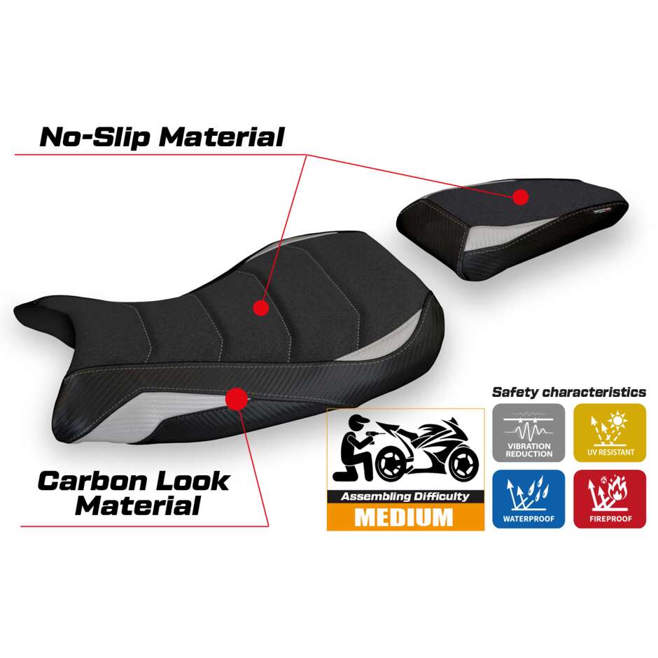 Housse de siège TPZ Italia spécifique pour BMW S 1000 RR MSport (modèles 2019-2025) Edige 1 Ultragrip