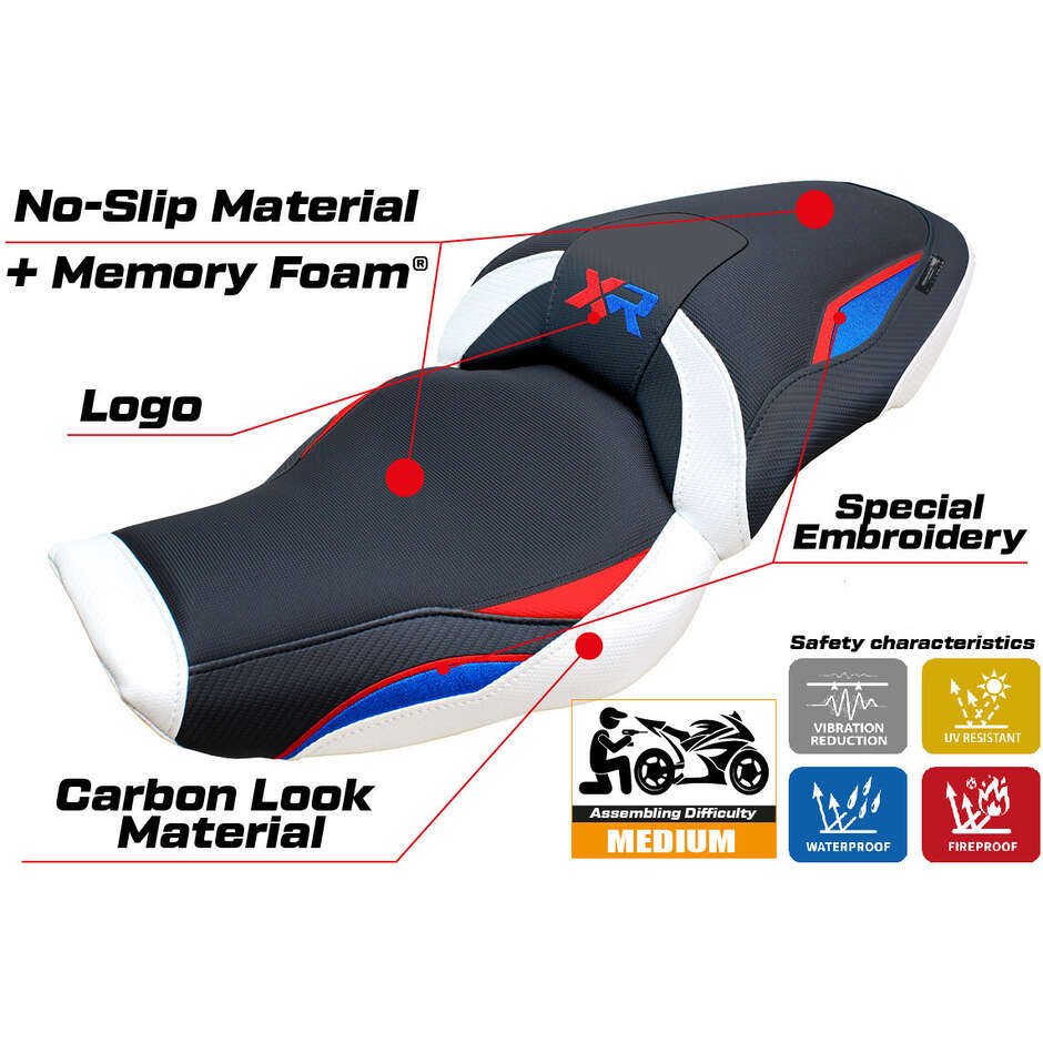 Housse de siège TPZ Italia spécifique pour BMW S 1000 XR 2024-2025, modèle Linz Comfort System