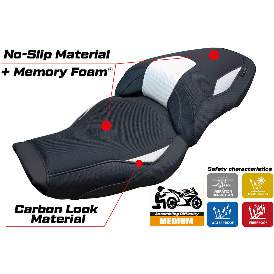 Housse de siège TPZ Italia spécifique pour BMW S 1000 XR 2024-2025, modèle Linz Comfort System