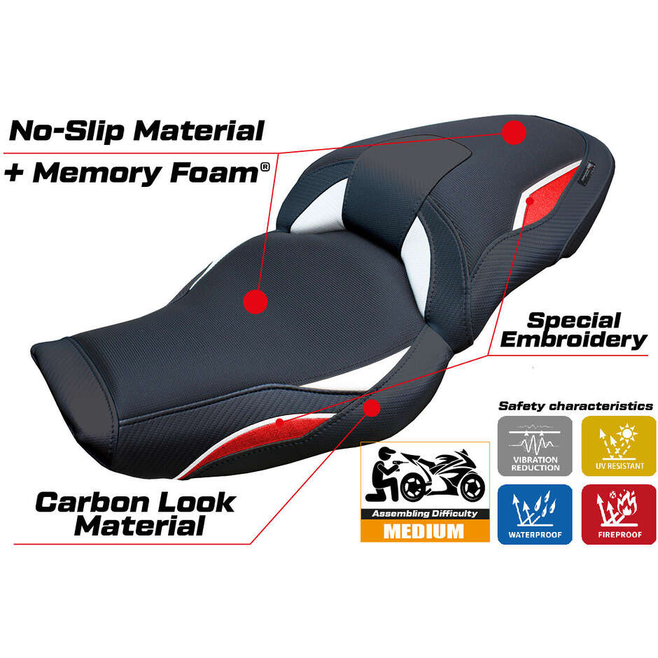 Housse de siège TPZ Italia spécifique pour BMW S 1000 XR 2024-2025, modèle Linz Comfort System