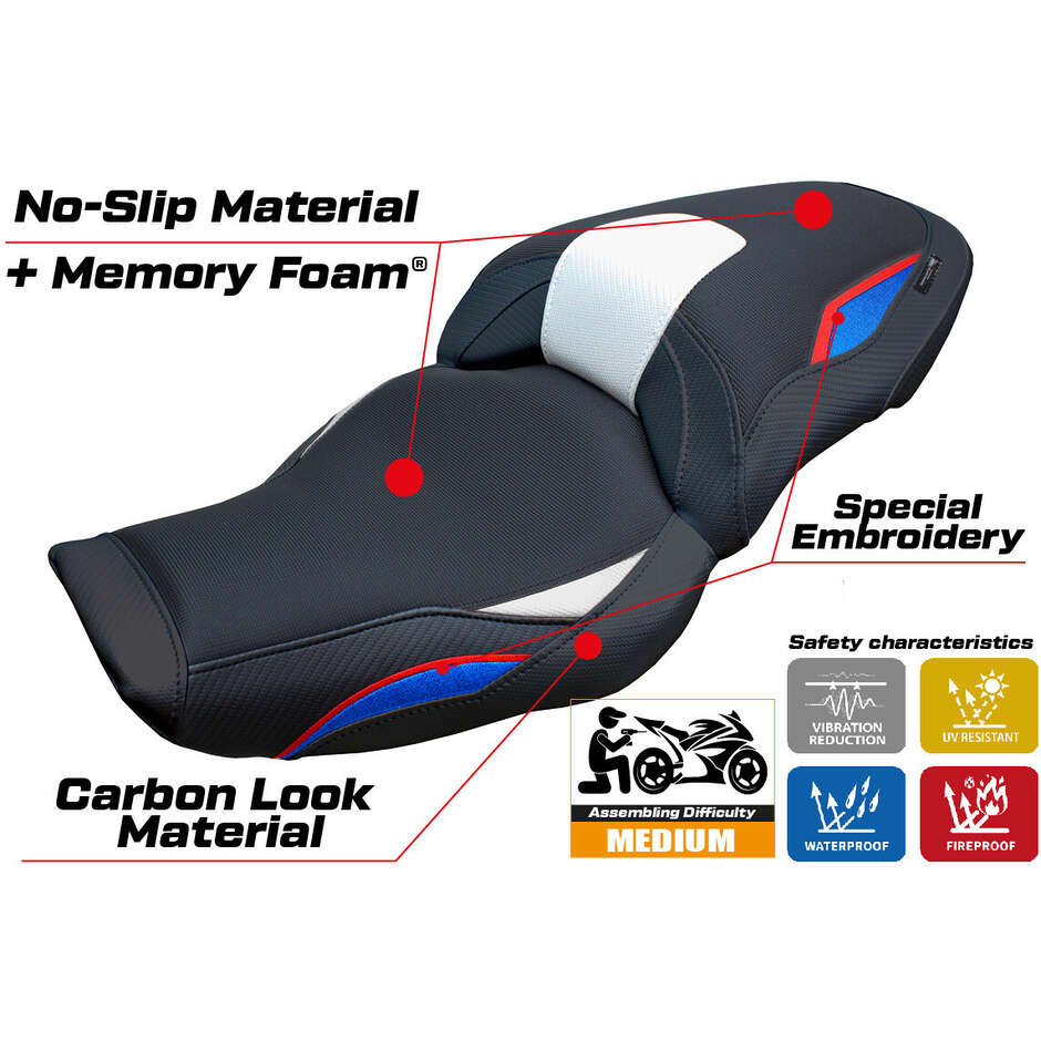 Housse de siège TPZ Italia spécifique pour BMW S 1000 XR 2024-2025, modèle Linz Comfort System