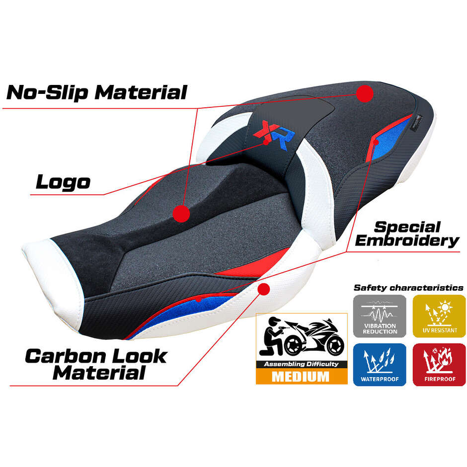 Housse de siège TPZ Italia spécifique pour BMW S 1000 XR 2024-2025, modèle Linz Ultragrip