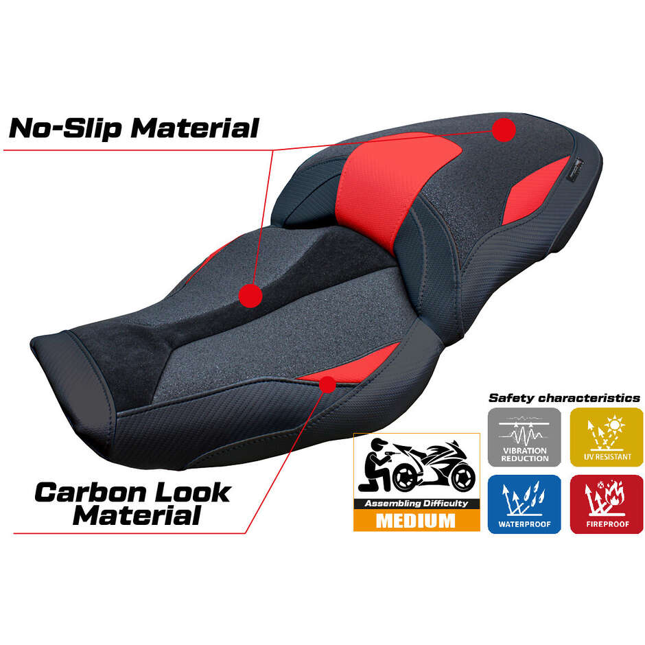 Housse de siège TPZ Italia spécifique pour BMW S 1000 XR 2024-2025, modèle Linz Ultragrip