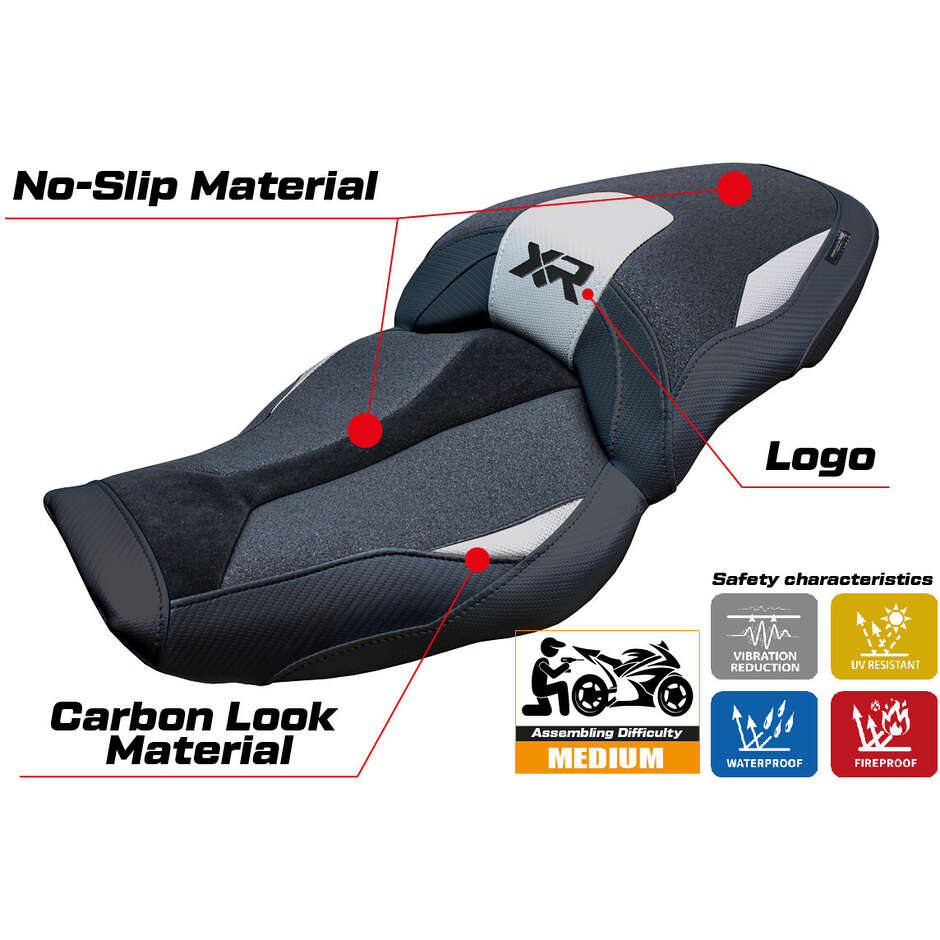 Housse de siège TPZ Italia spécifique pour BMW S 1000 XR 2024-2025, modèle Linz Ultragrip