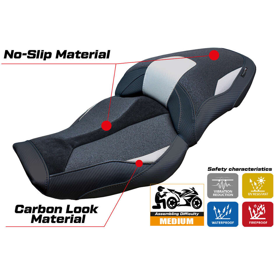 Housse de siège TPZ Italia spécifique pour BMW S 1000 XR 2024-2025, modèle Linz Ultragrip
