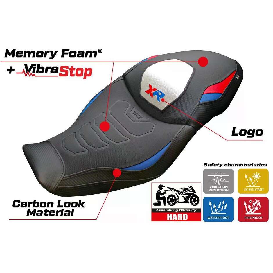 Housse de siège TPZ Italia spécifique pour BMW S 1000 XR modèle Dresden Comfort System Plus (2020-2023).