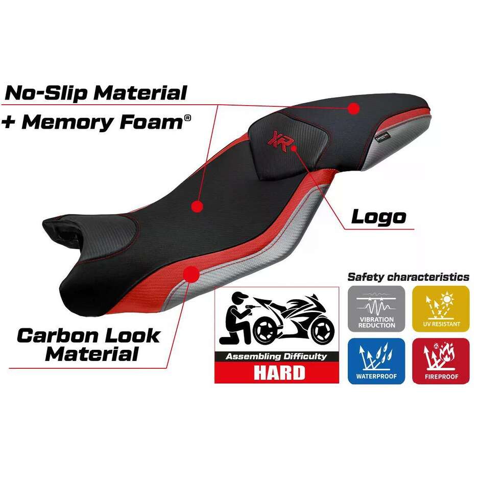 Housse de siège TPZ Italia spécifique pour BMW S 1000 XR (modèles 2015-2019), coloris Ardea, système confort.