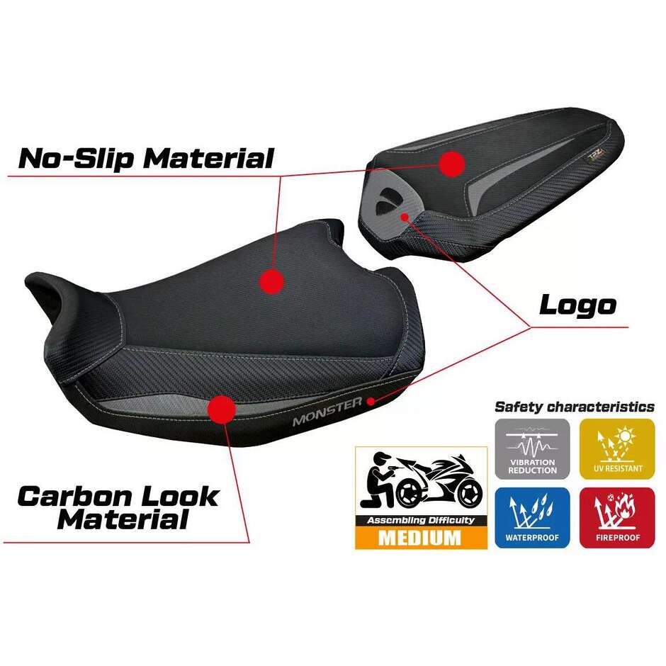 Housse de siège TPZ Italia spécifique pour Ducati Monster 937950 20212025 modèle Linosa