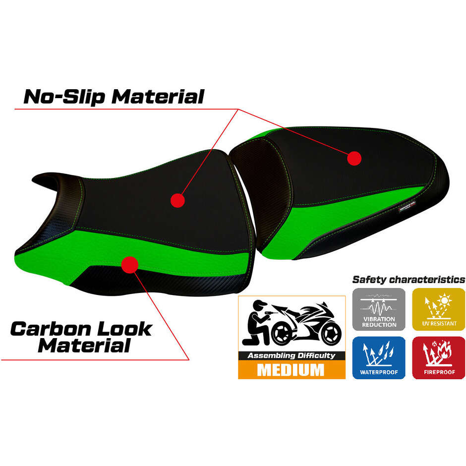 Housse de siège TPZ Italia spécifique pour Kawasaki ER-6N / ER-6F 2012 - 2016 modèle Leeds 1