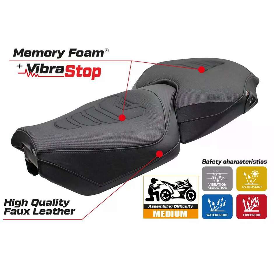 Housse de siège TPZ Italia spécifique pour la BMW R 1300 RT modèle 2025, Bethel Comfort System Plus