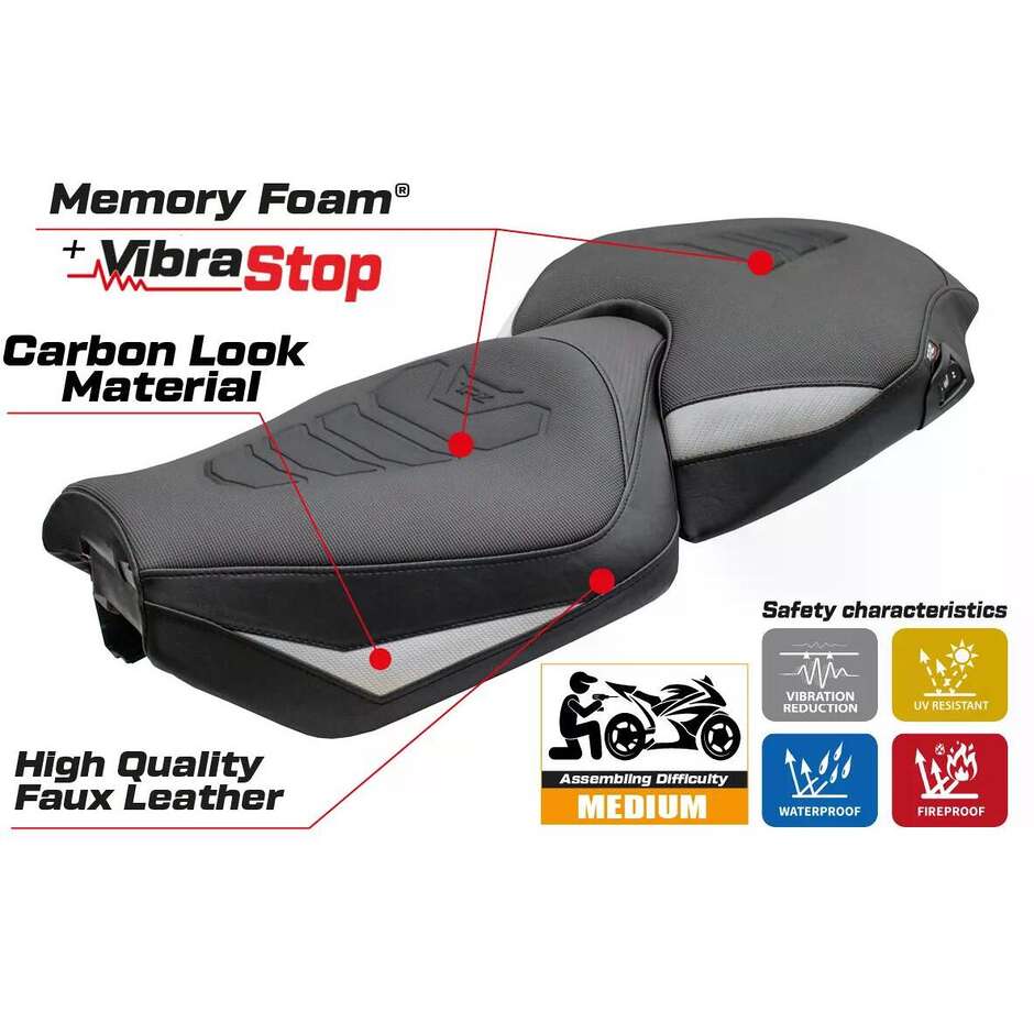 Housse de siège TPZ Italia spécifique pour la BMW R 1300 RT modèle 2025, Bethel Comfort System Plus