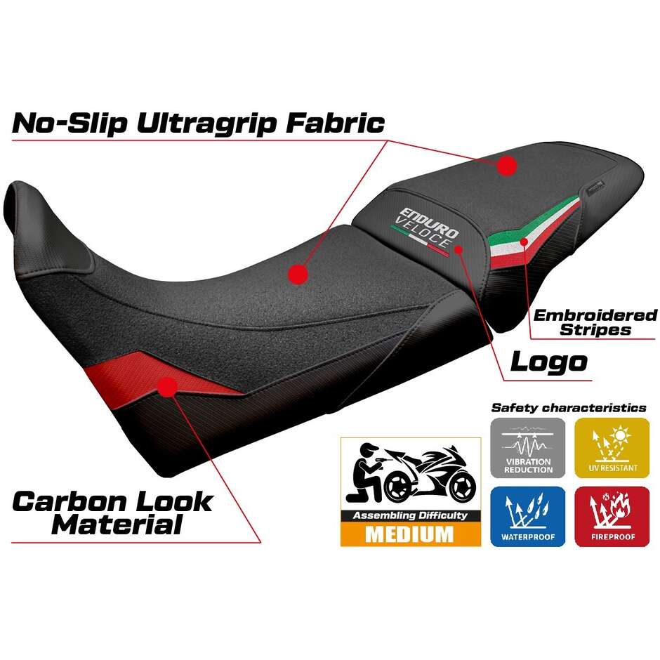 Housse de siège TPZ Italia spécifique pour MV Agusta Enduro Veloce 2024 - 2025 modèle Hajek Ultragrip