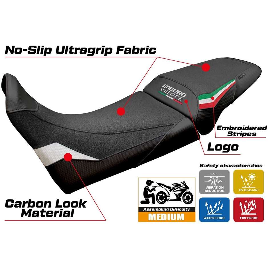 Housse de siège TPZ Italia spécifique pour MV Agusta Enduro Veloce 2024 - 2025 modèle Hajek Ultragrip